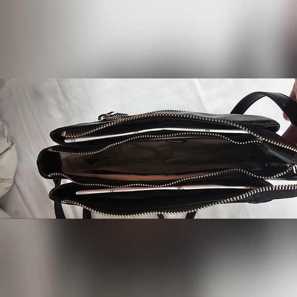 GUESS Noelle triple compartment faux-leather women's small crossbody bag - Black - Picture 9 of 13